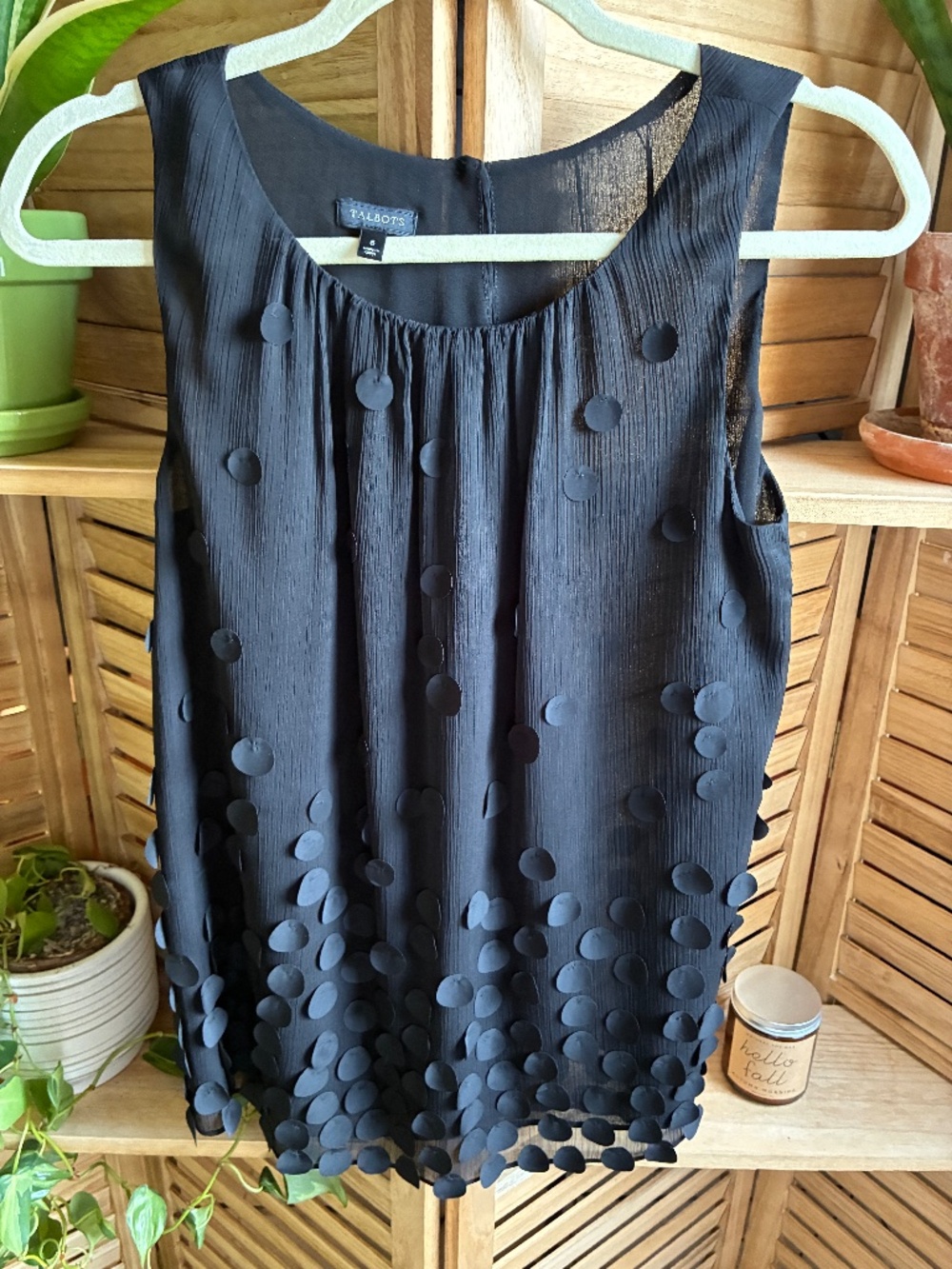 Talbots Textured Sleeveless Black Top – Size 6